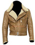 Men's Brown Vintage Fur Collar Leather Jacket 1
