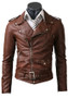 Mens Brown Belted Rider Leather Jacket 1
