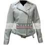 Ladies Brando White Motorcycle Rider Jacket 1