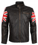Mens british flag biker Genuine leather jacket 1