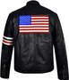 Rider Black Leather Jacket with US Flag 2