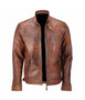 Men's Motorcycle Quilted Cafe Racer Leather Jacket3