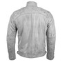Men's Cafe Racer Motorcycle White Distressed Genuine Leather Jacket 2