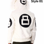 8 Ball Logo Fur Hooded Leather Jacket for men