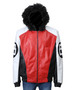 8 Ball Logo Fur Hooded Leather Jacket 3