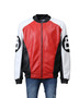 8 Ball Logo Fur Hooded Leather Jacket 6