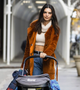 Emily Ratajkowski Orange Shearling Trench Coat 2