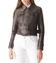 Womens Dark Brown Sporty Style Leather Jacket 1