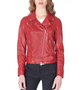 Womens Asymmetrical Style Red Leather Jacket 1