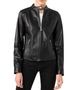 Womens Casual Black Biker Style Leather Jacket 1