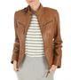 Womens Tan Brown Slim Fit Leather Jacket 1
