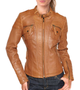 Womens Umber Brown Leather Motorist Jacket