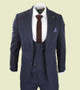 Mens Navy Blue Check 3 Piece Suit 1 Mens Navy Blue Check 3 Piece Suit 1