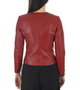 Womens Maroon Collarless Leather Jacket 2