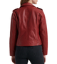 Womens Maroon Leather Moto Style Jacket 2