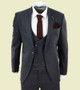 Mens Dark Grey Tweed Wool 3 Piece Suit 1
