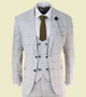 Mens Light Grey Checkered 3 Piece Suit 1
