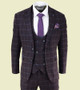 Mens Plum Checkered 3 Piece Suit 1 Mens Plum Checkered 3 Piece Suit 1