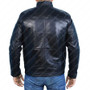 Mens Solid Black Biker Leather Jacket 5