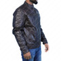 Mens Classic Belted Collar Leather Jacket 2