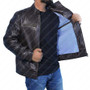 Mens Classic Belted Collar Leather Jacket 6