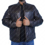 Mens Classic Belted Collar Leather Jacket 5