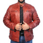 Mens High Quality Round Collar Leather Jacket 1