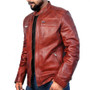 Mens High Quality Round Collar Leather Jacket 2