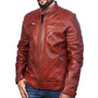Mens High Quality Round Collar Leather Jacket 5