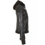 Womens Black Hooded Bomber Leather Jacket 2