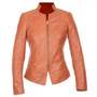 Womens Fashion Cut Design Slim Fit Leather Jacket 4