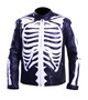Mens Halloween Skeleton Black Leather Jacket 1