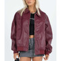 Goldsmith Faux Leather Bomber Jacket for Women