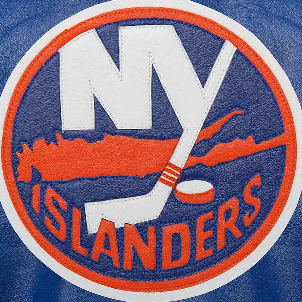 NY Islanders Royal Leather Varsity Jacket