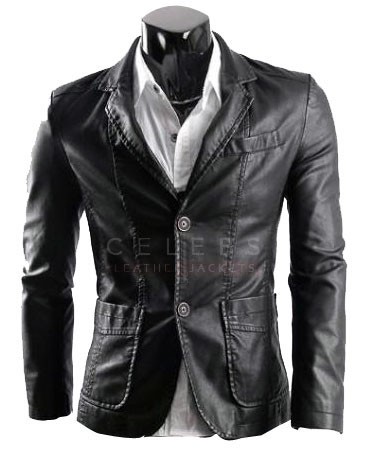 Mens Casual Smart Black Leather Jacket | CLJ