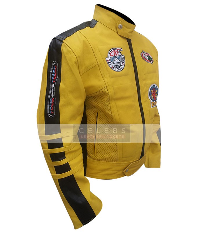 KILL BILL UMA THURMAN Yellow Biker Leather Jacket