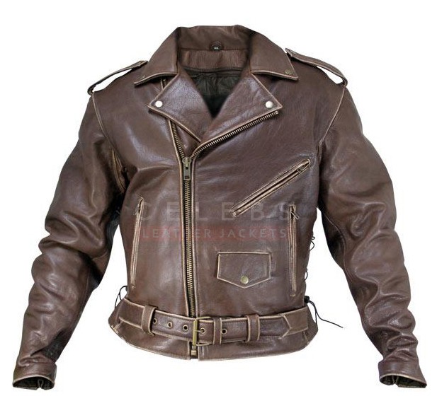 Mens Premium Classic Brown Motorcycle Jacket | CLJ