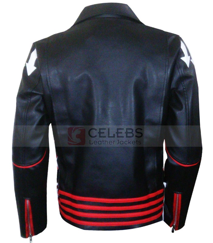 Red and Black Freddie Mercury Leather Jacket | CLJ
