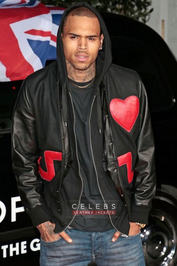 Chris Brown Jacket with Hood Leather for Sale on Hleatherjackets