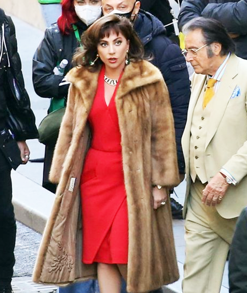 House Of Gucci 2021 Lady Gaga Fur Long Coat