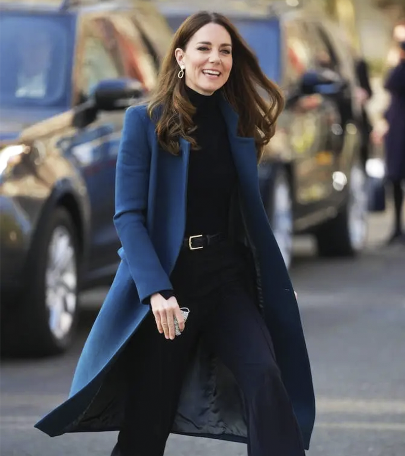 Catherine Elizabeth Middleton Blue Wool Trench Coat 2022