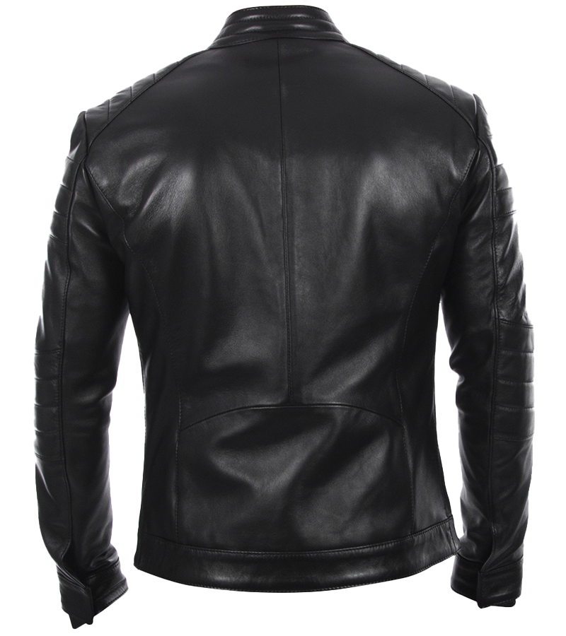 Mens Black Motorcycle Racing Leather Jacket