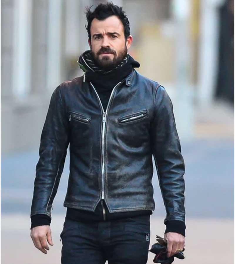 Justin Theroux Leather Jacket | Vintage Black Leather Jacket