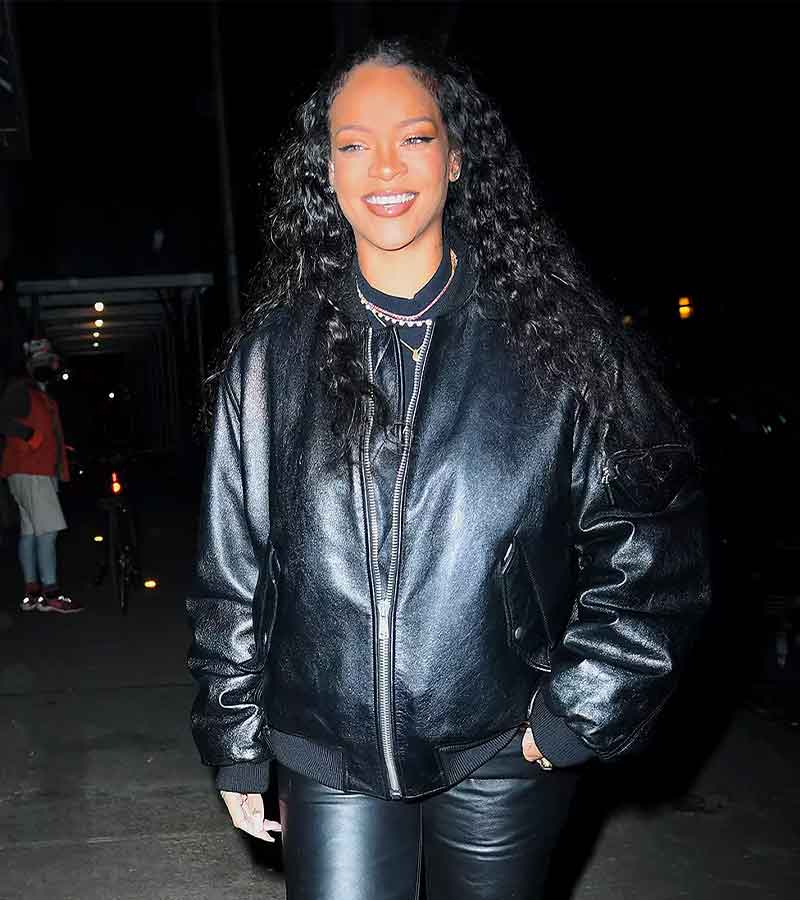 Rihanna Leather Trench Coat