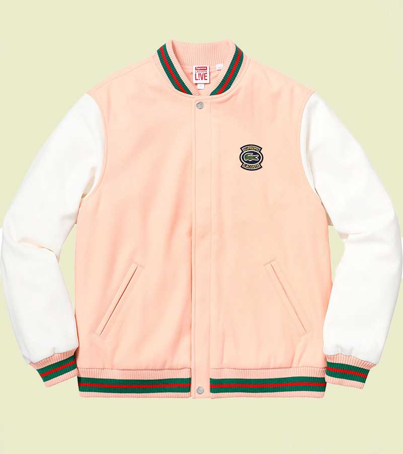 Lacoste Supreme Peach & White Varsity Jacket