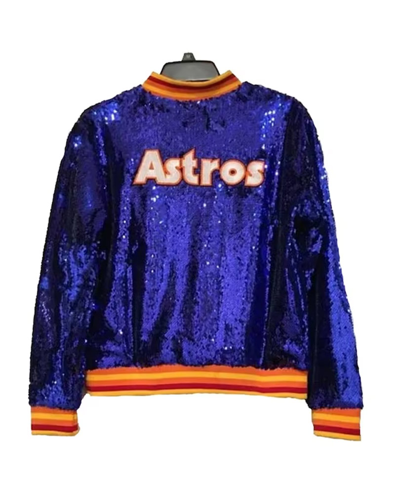 Astros Sequin Blue Jacket  Baseball Team Houston Glitter Jacket