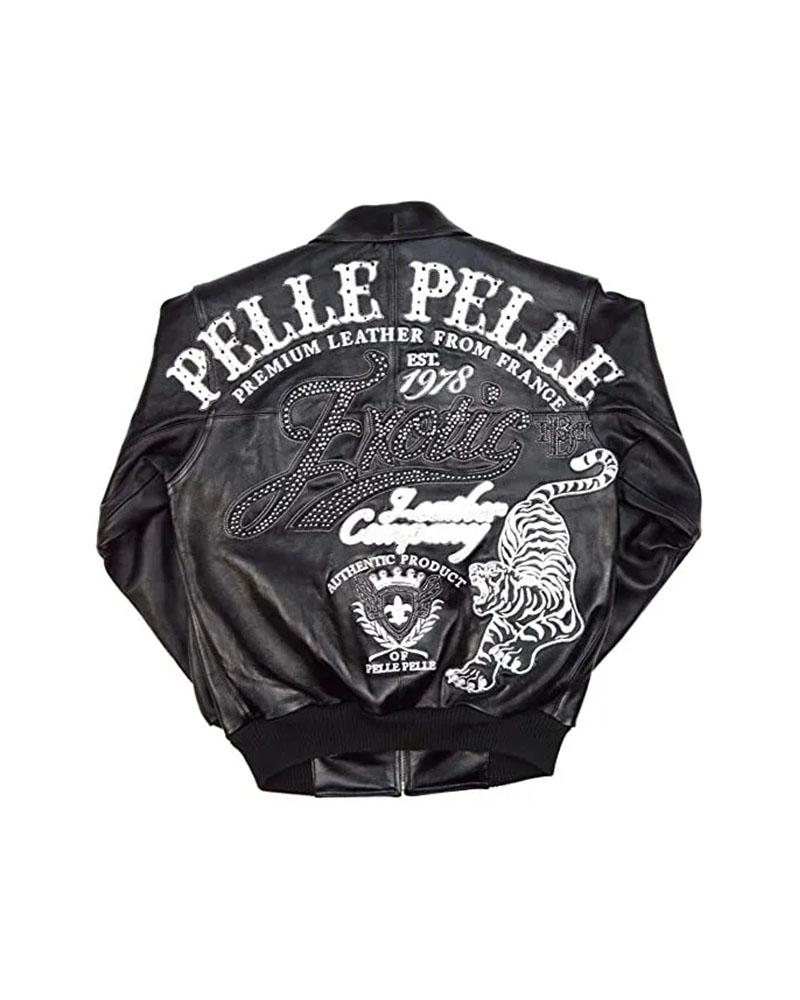 Pelle Pelle Exotic Ghost Bomber Black Leather Jacket