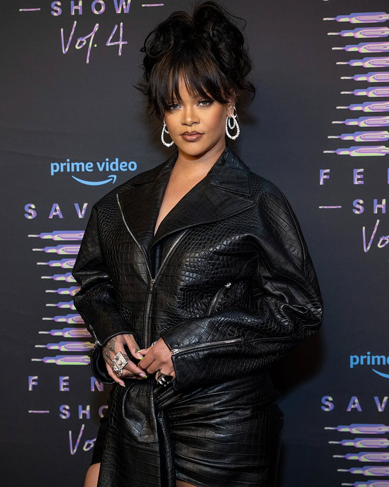 Rihanna in all black leather