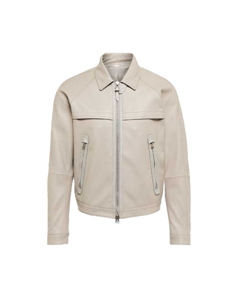 【おすすめ‼️】HARDEE HR DECK JACKET BEIGE Lサイズ Women's Beige Cafe Racer Leather Jacket - AU LeatherX