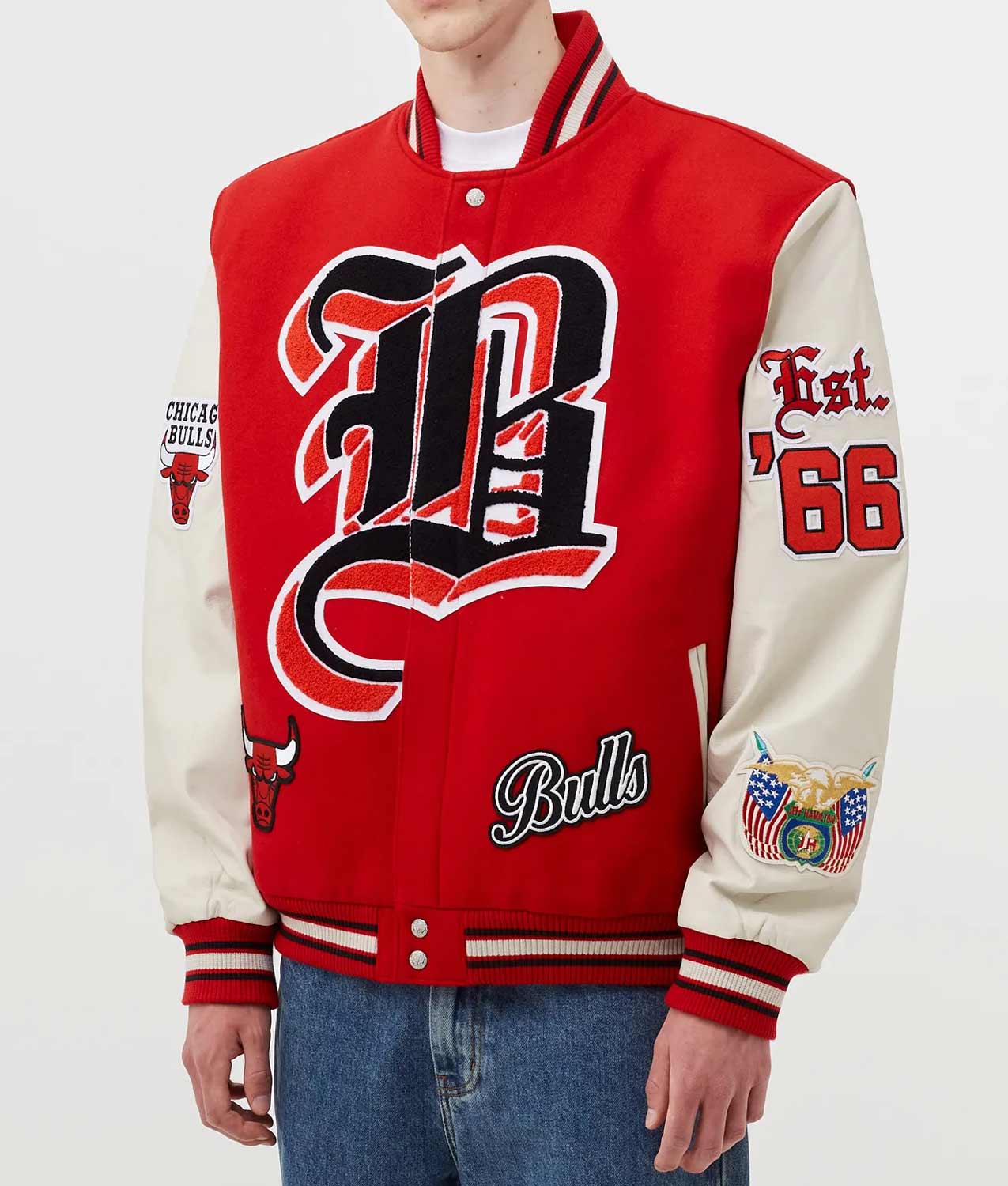 Off-White c/o Chicago Bulls Varsity Jacket Black